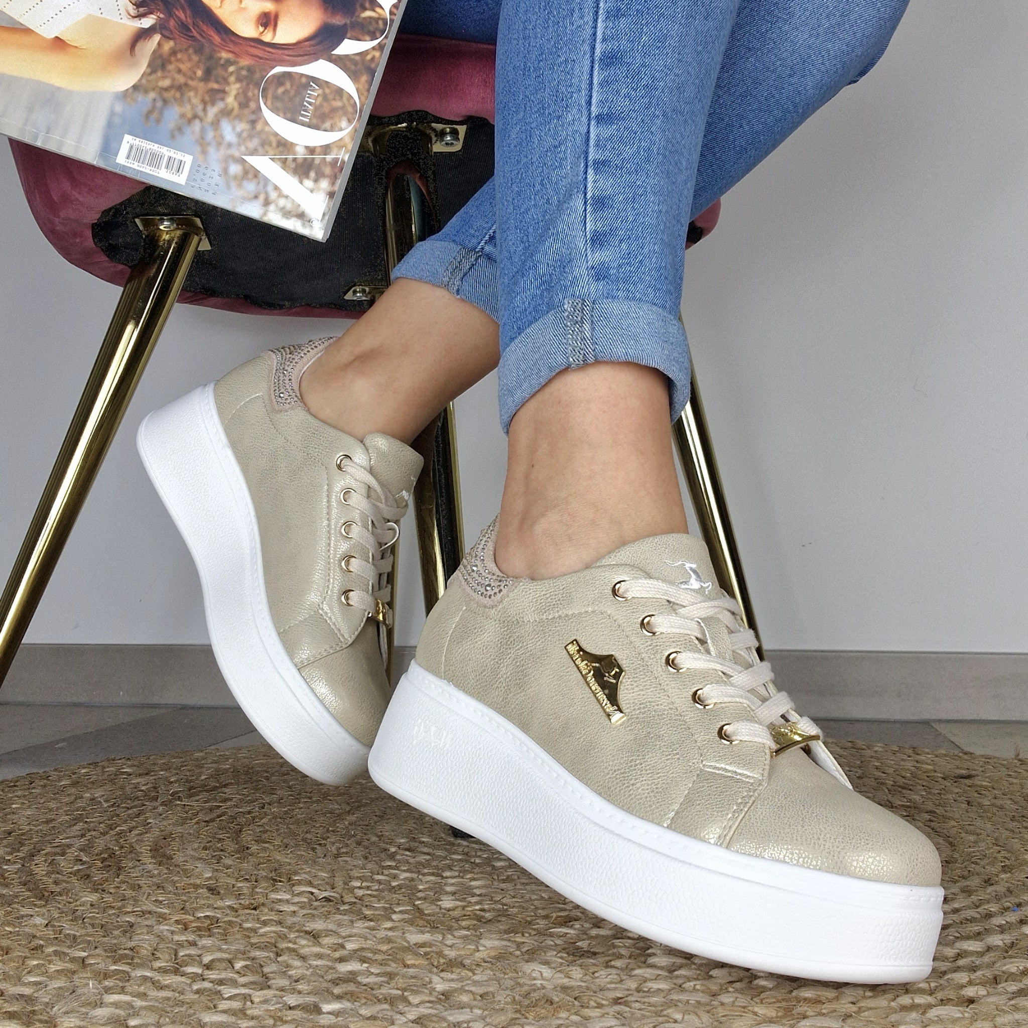 Sneakers Platino con brillantini