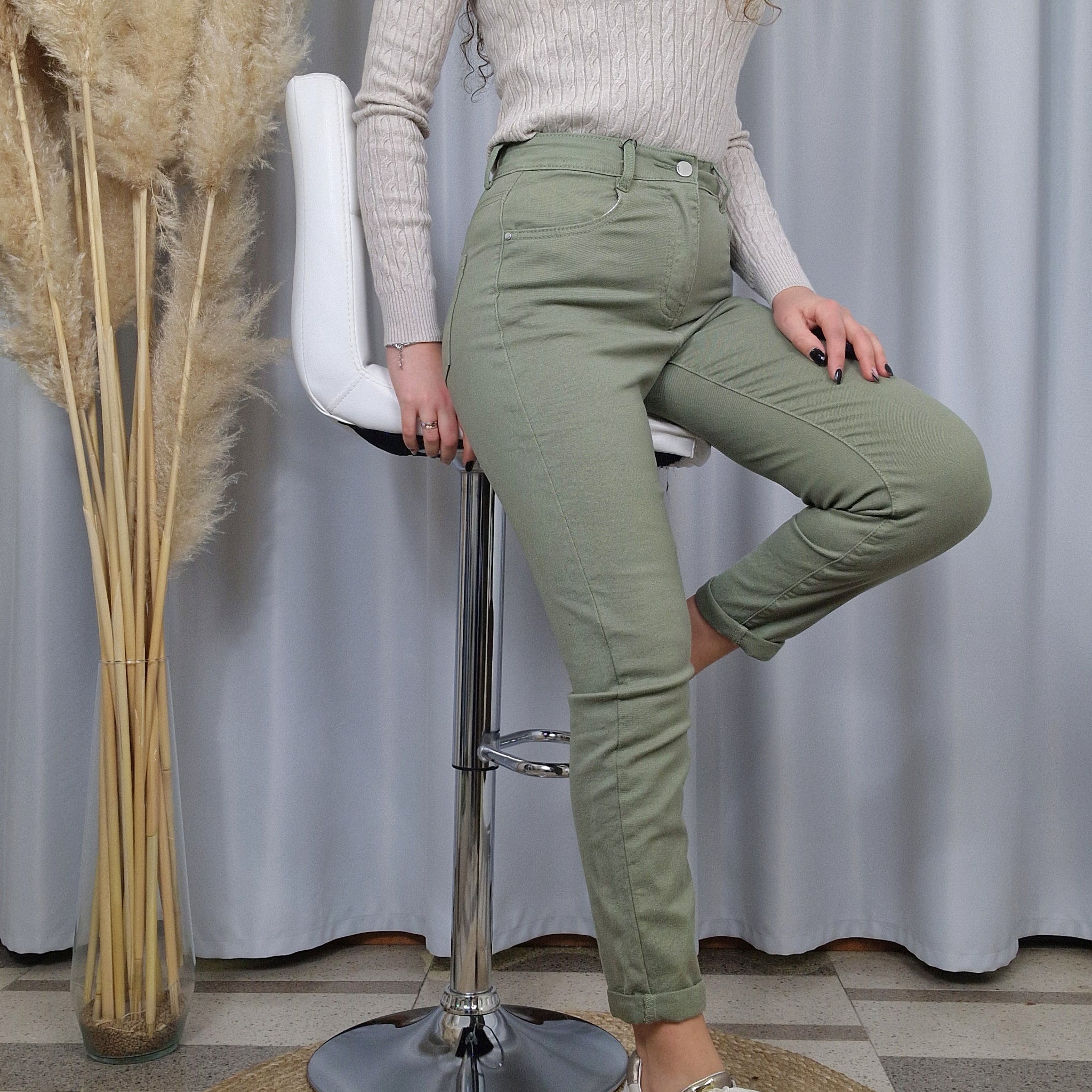 Jeans mom-fit Verde militare