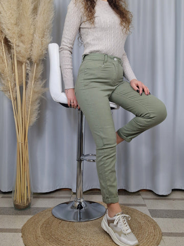 Jeans mom-fit Verde militare